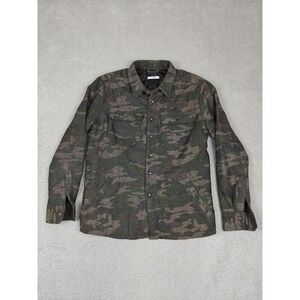 Fashion Nova Men Jacket Mens Medium Green Camo Quilted Shirt Jacket Snap Front